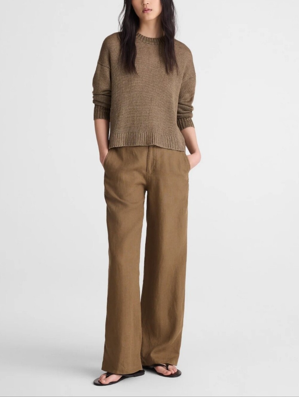 Madewell Zoe Relaxed Straight Linen Pants Size 12 Short